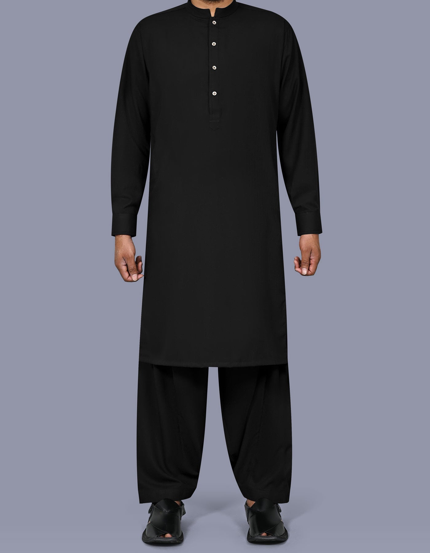 Black Texture Kameez Shalwar KS2643S-XS