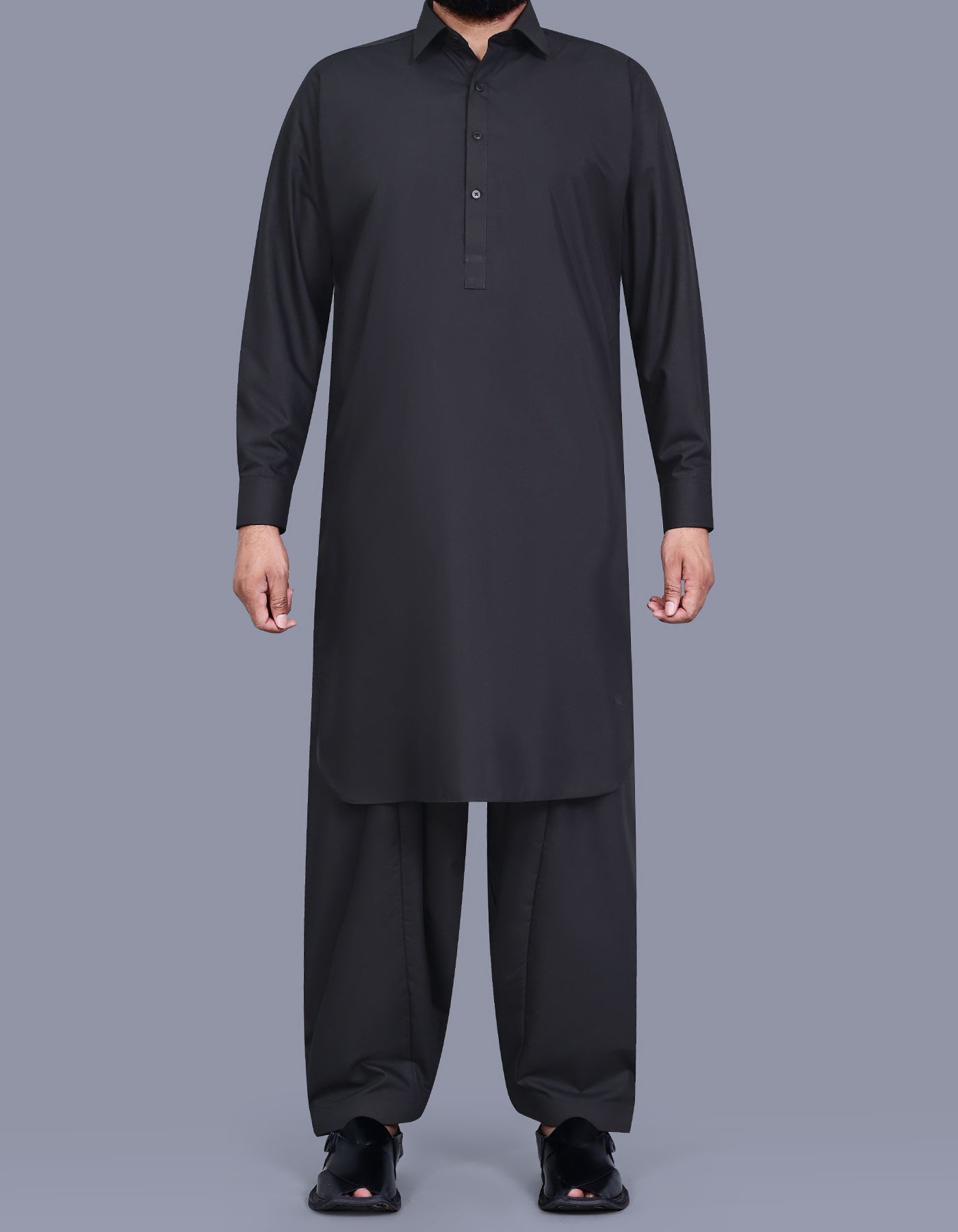 Black Plain Kameez Shalwar KS2657S-XS
