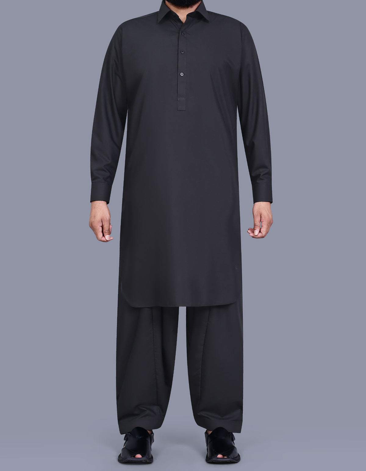 Black Plain Kameez Shalwar KS2657S-XS