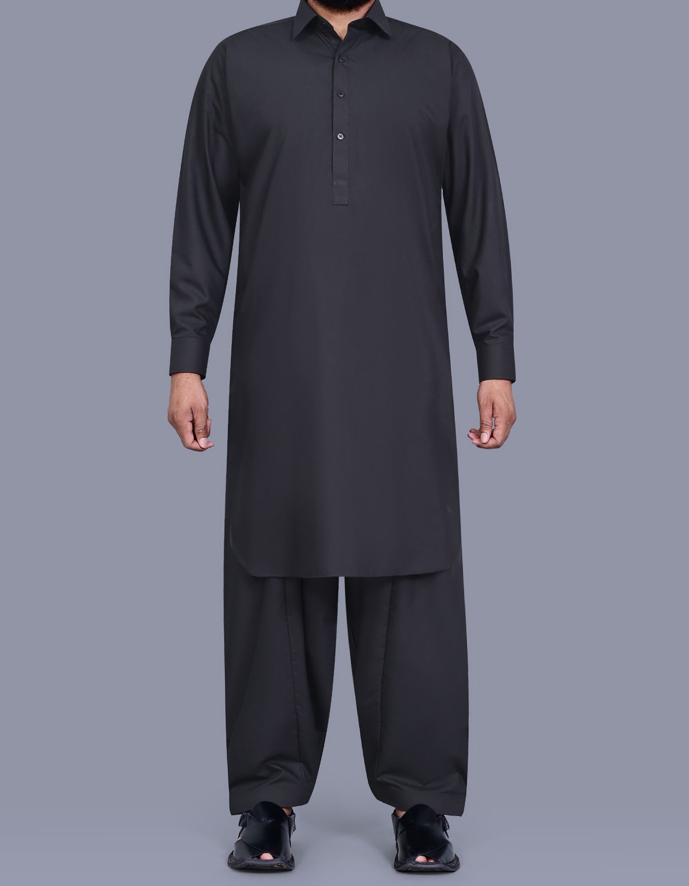 Black Plain Kameez Shalwar KS2659S-XS