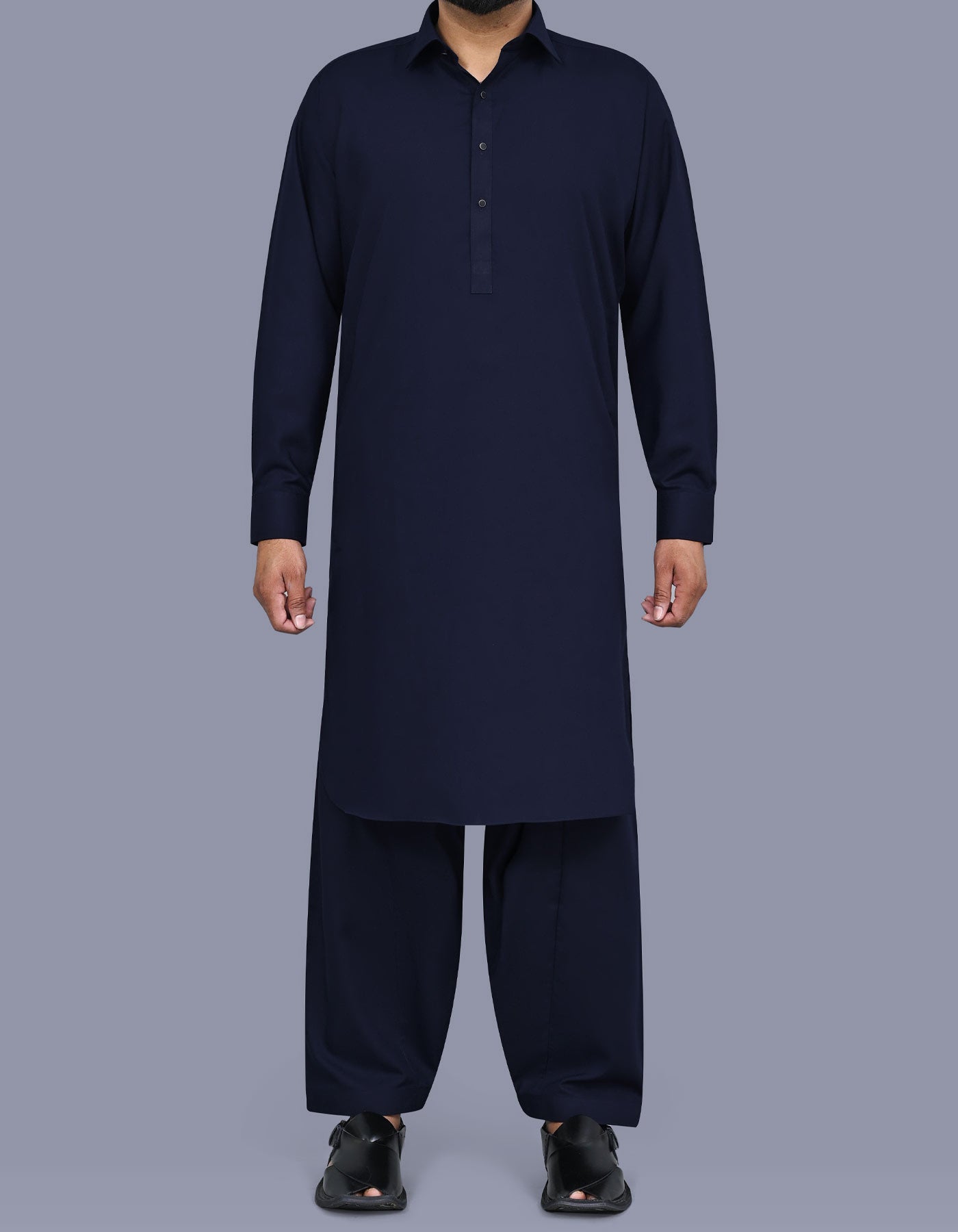 Navy Plain Kameez Shalwar KS2660S-XS