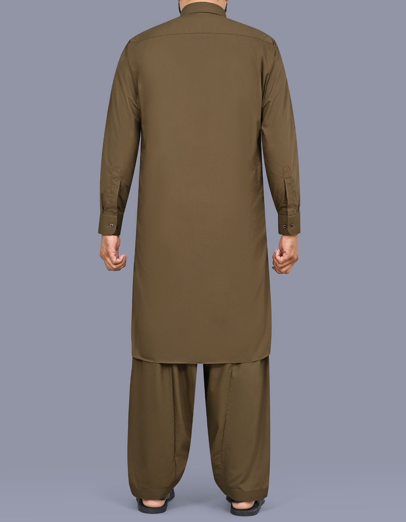 D Brown Plain Kameez Shalwar KS2662R-L