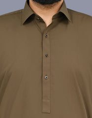 D Brown Plain Kameez Shalwar KS2662R-S