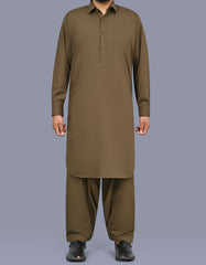 D Brown Plain Kameez Shalwar KS2662R-XS