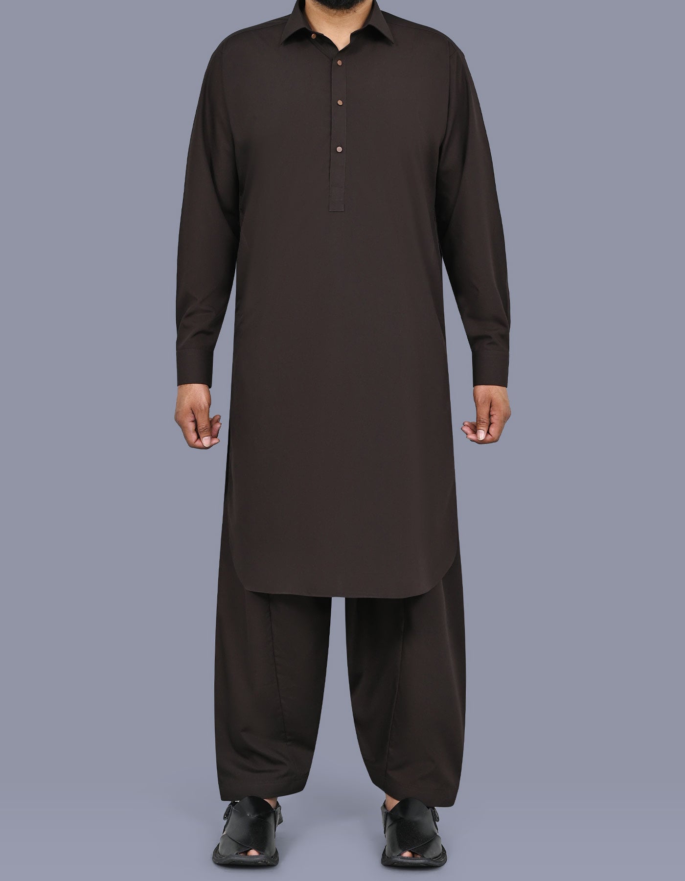 Chocolate Plain Kameez Shalwar KS2663R-XS