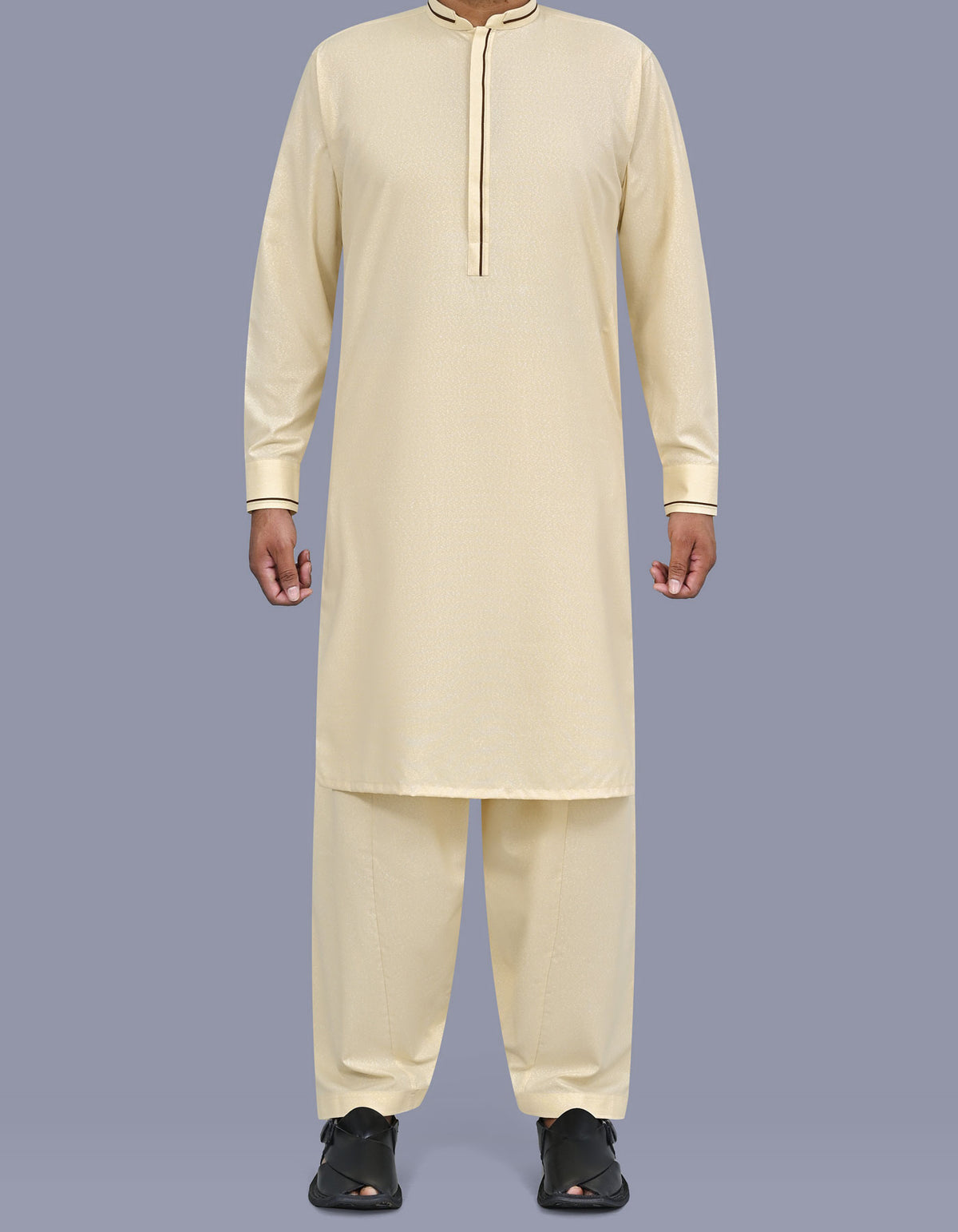 Beige Texture Kameez Shalwar KS2668S-XS