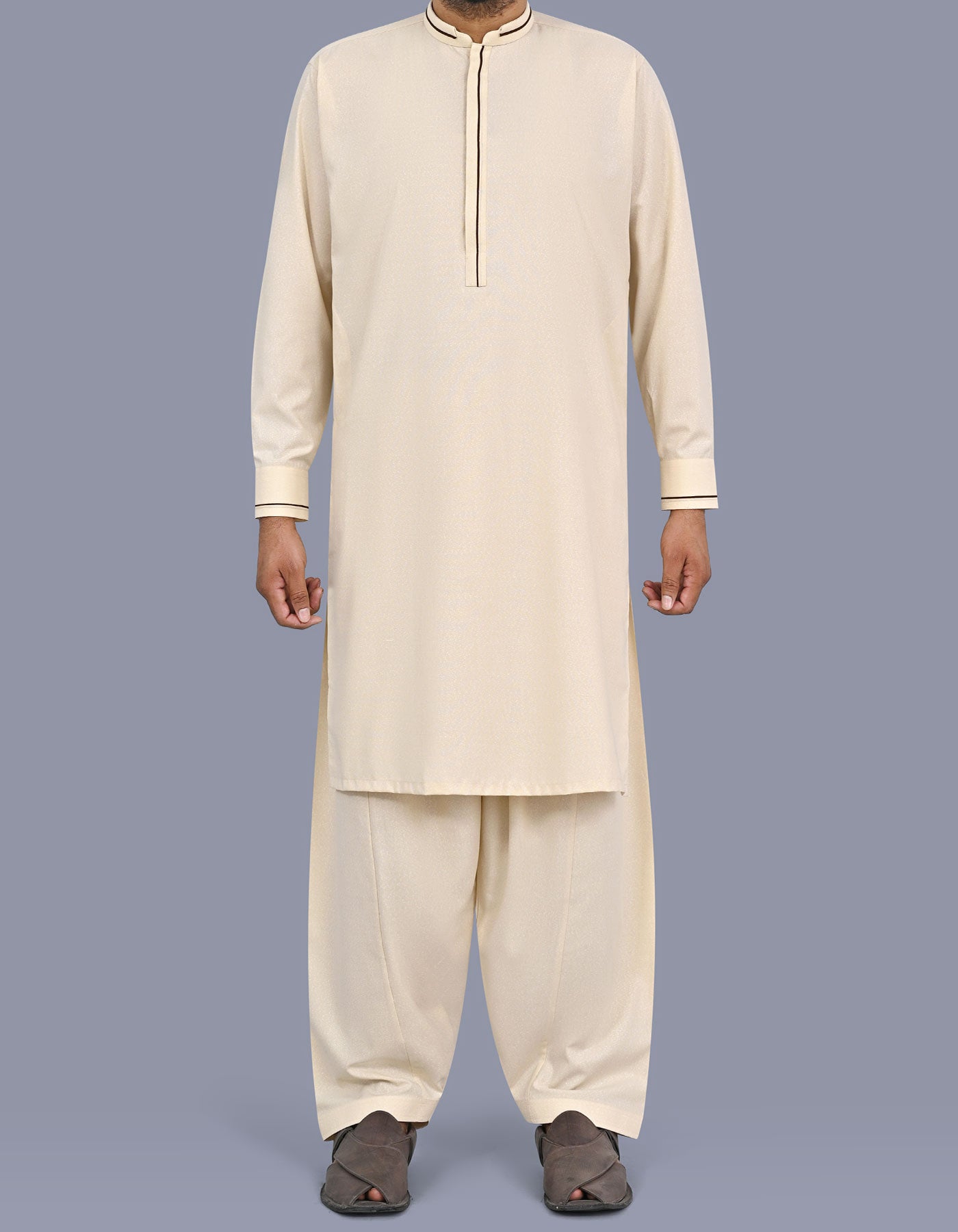 D Beige Texture Kameez Shalwar KS2669R-XS