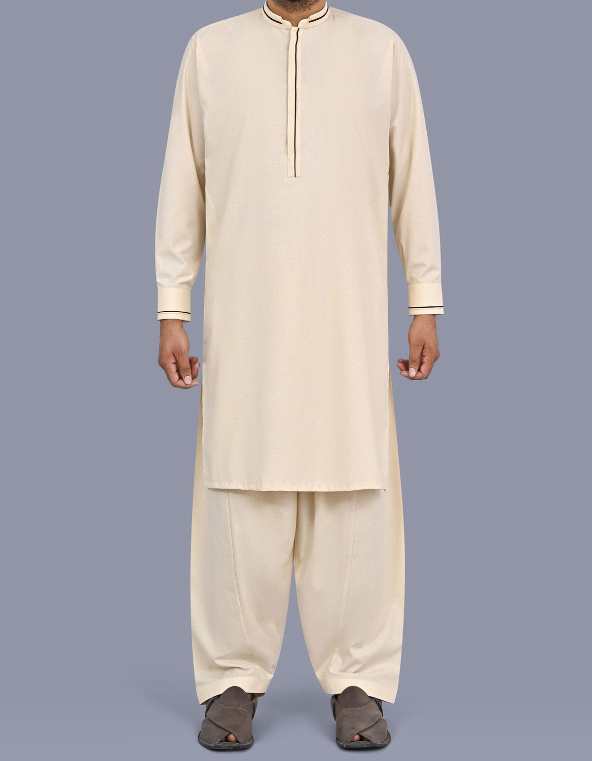 D Beige Texture Kameez Shalwar KS2669R-XS