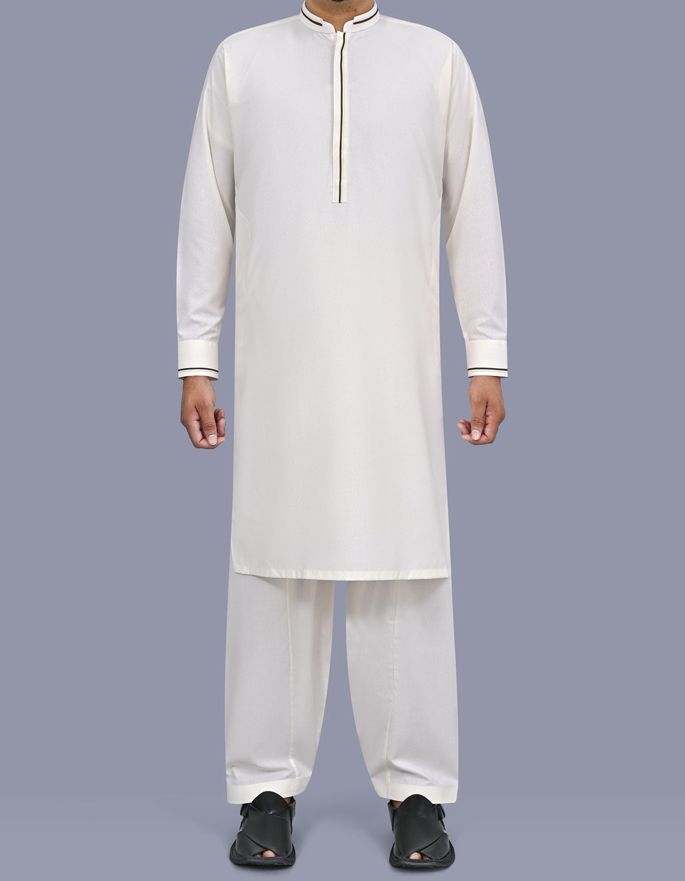 Off White Texture Kameez Shalwar KS2670S-XS