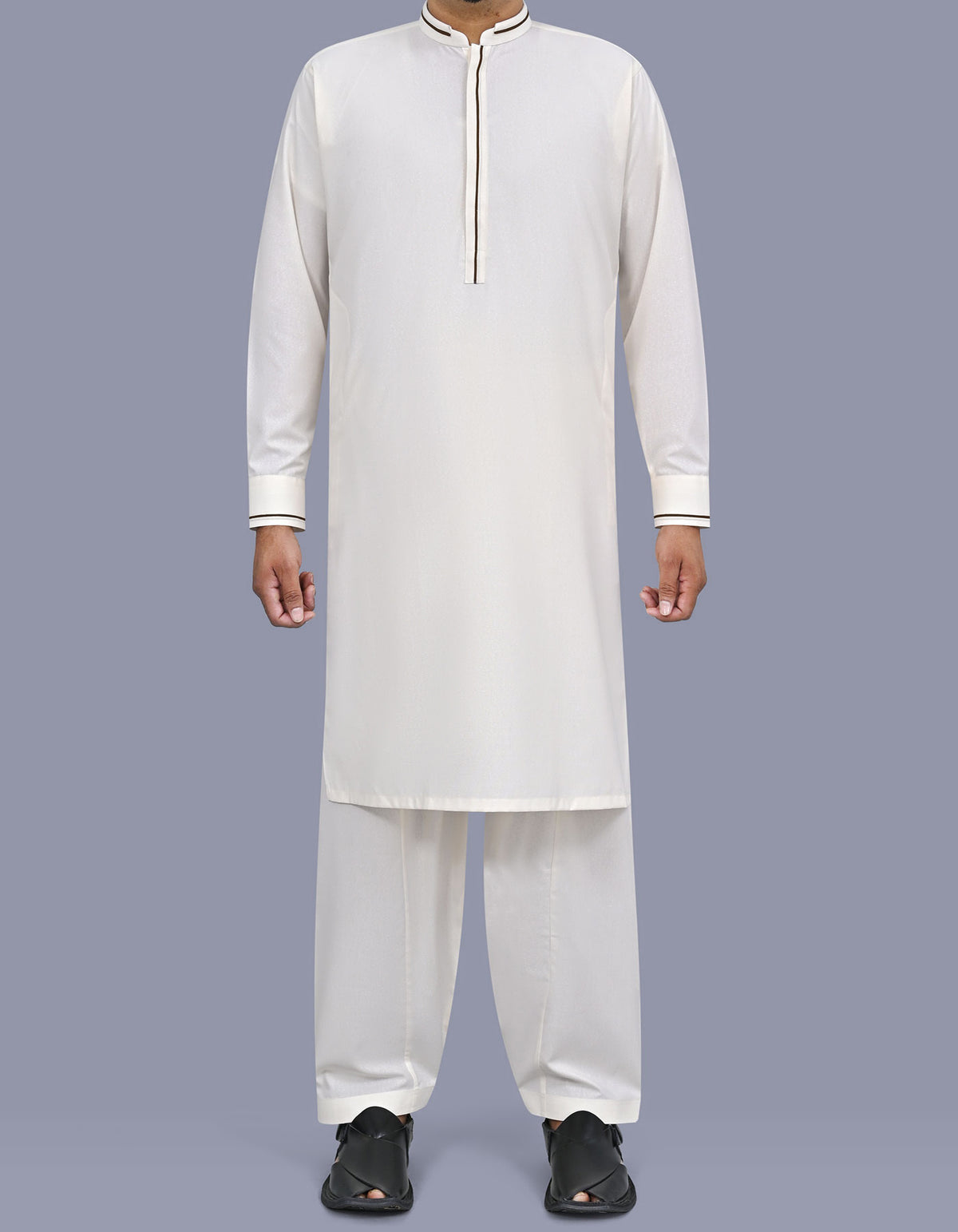 Off White Texture Kameez Shalwar KS2670S-XS