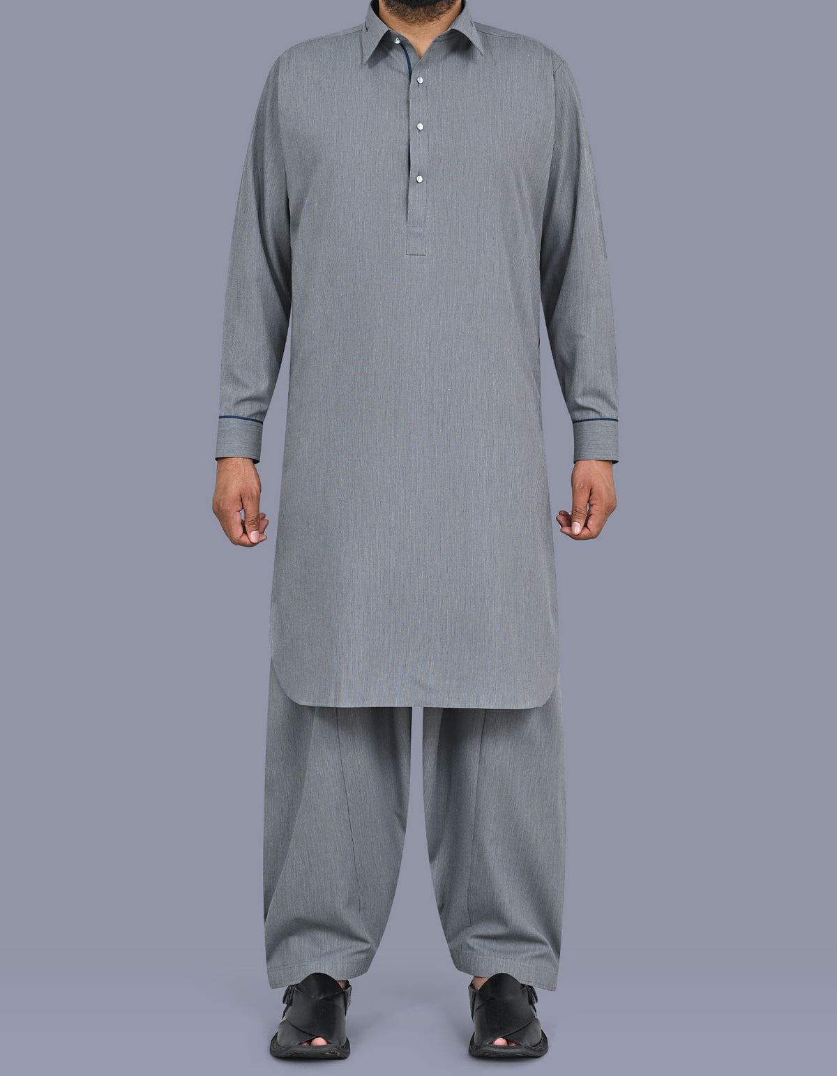 Grey Texture Kameez Shalwar KS2675S-XS