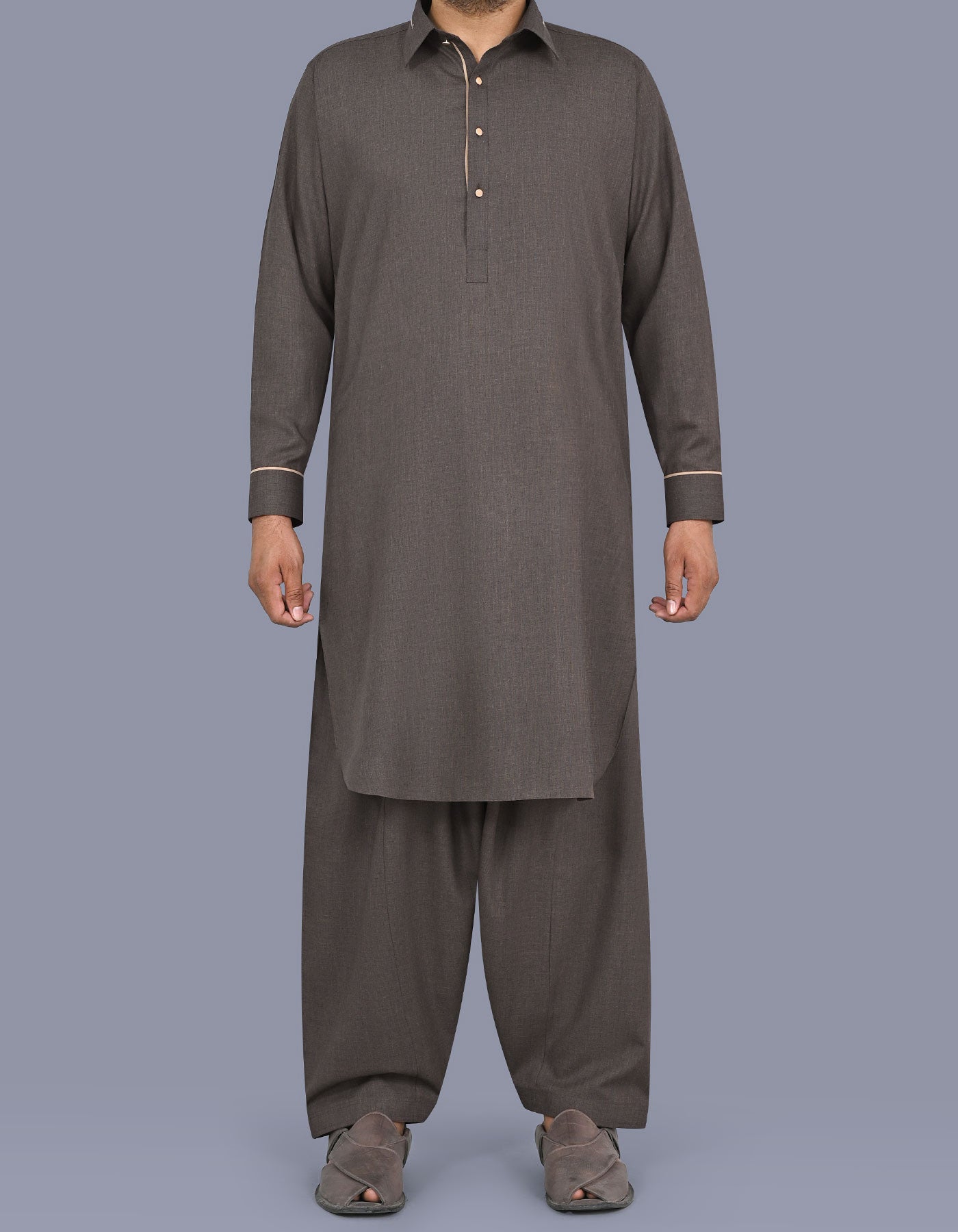 L Chocolate Texture Kameez Shalwar KS2678R-XS