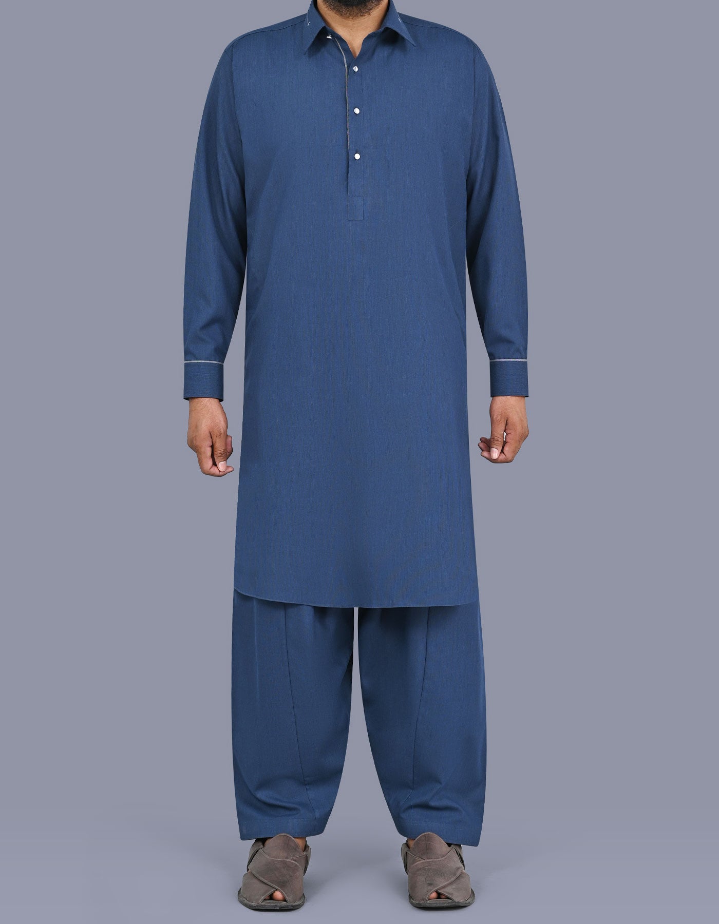 D Blue Texture Kameez Shalwar KS2679S-XS