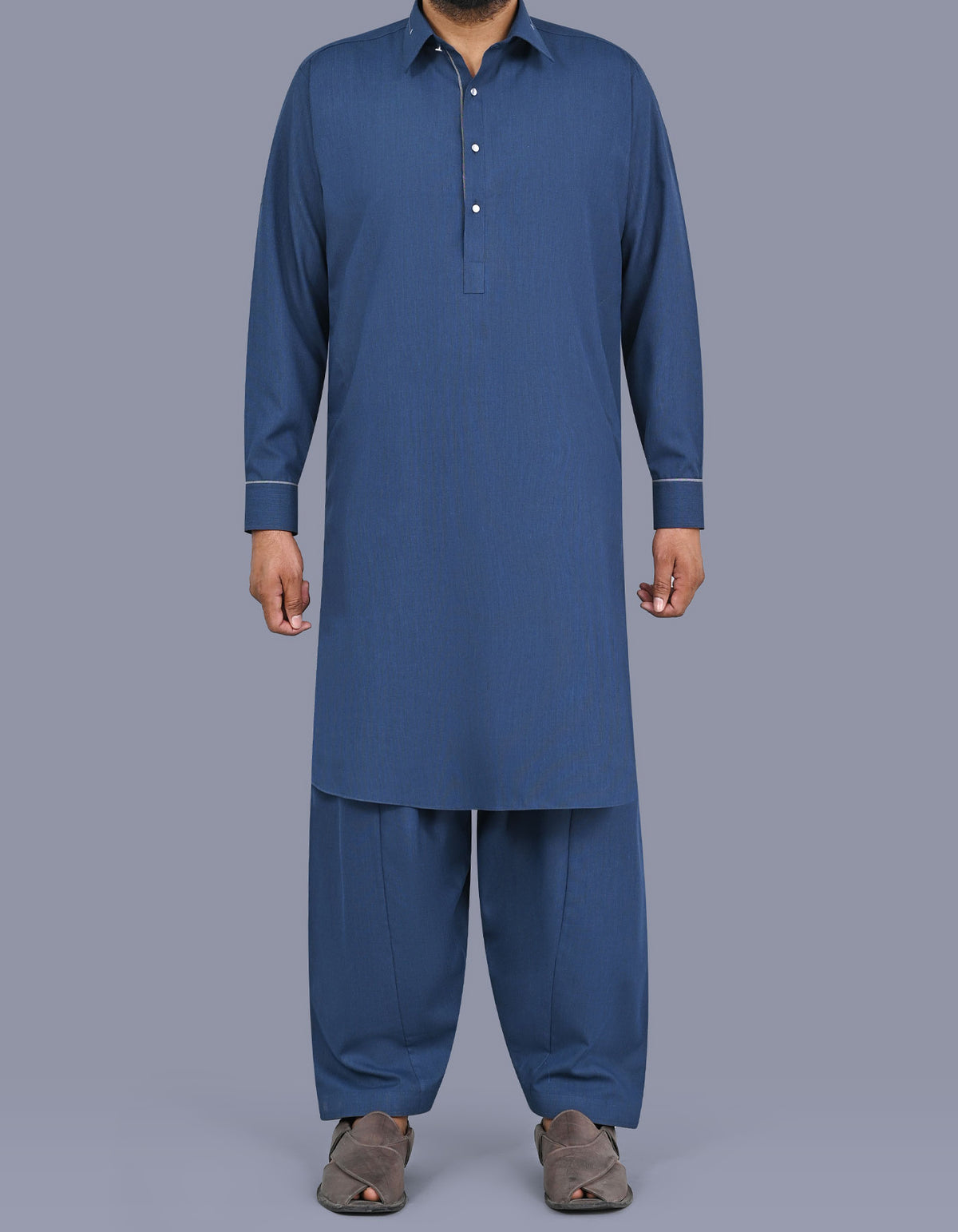 D Blue Texture Kameez Shalwar KS2679S-XS