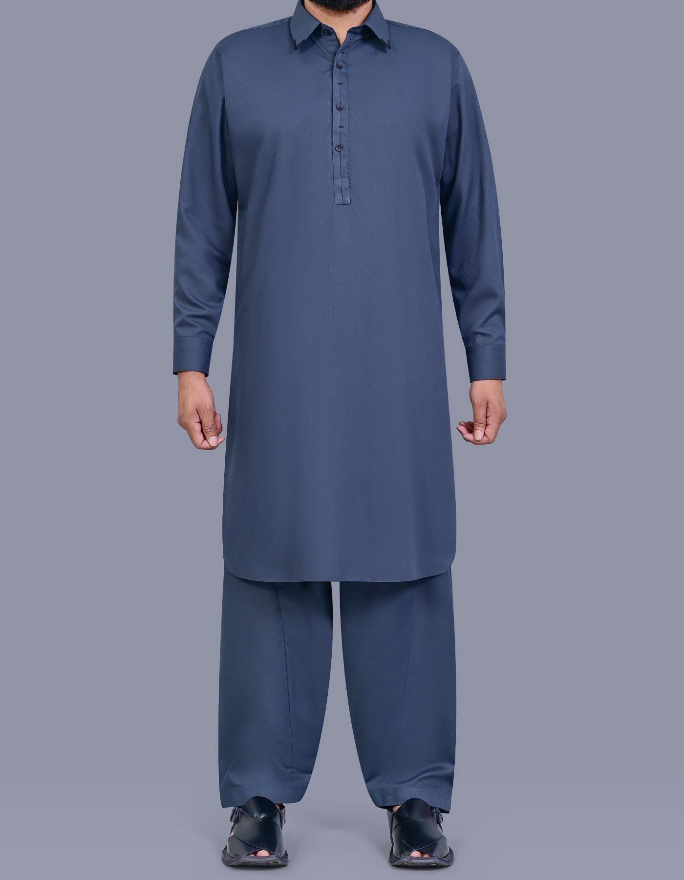 D Grey Plain Kameez Shalwar KS2690S-XS