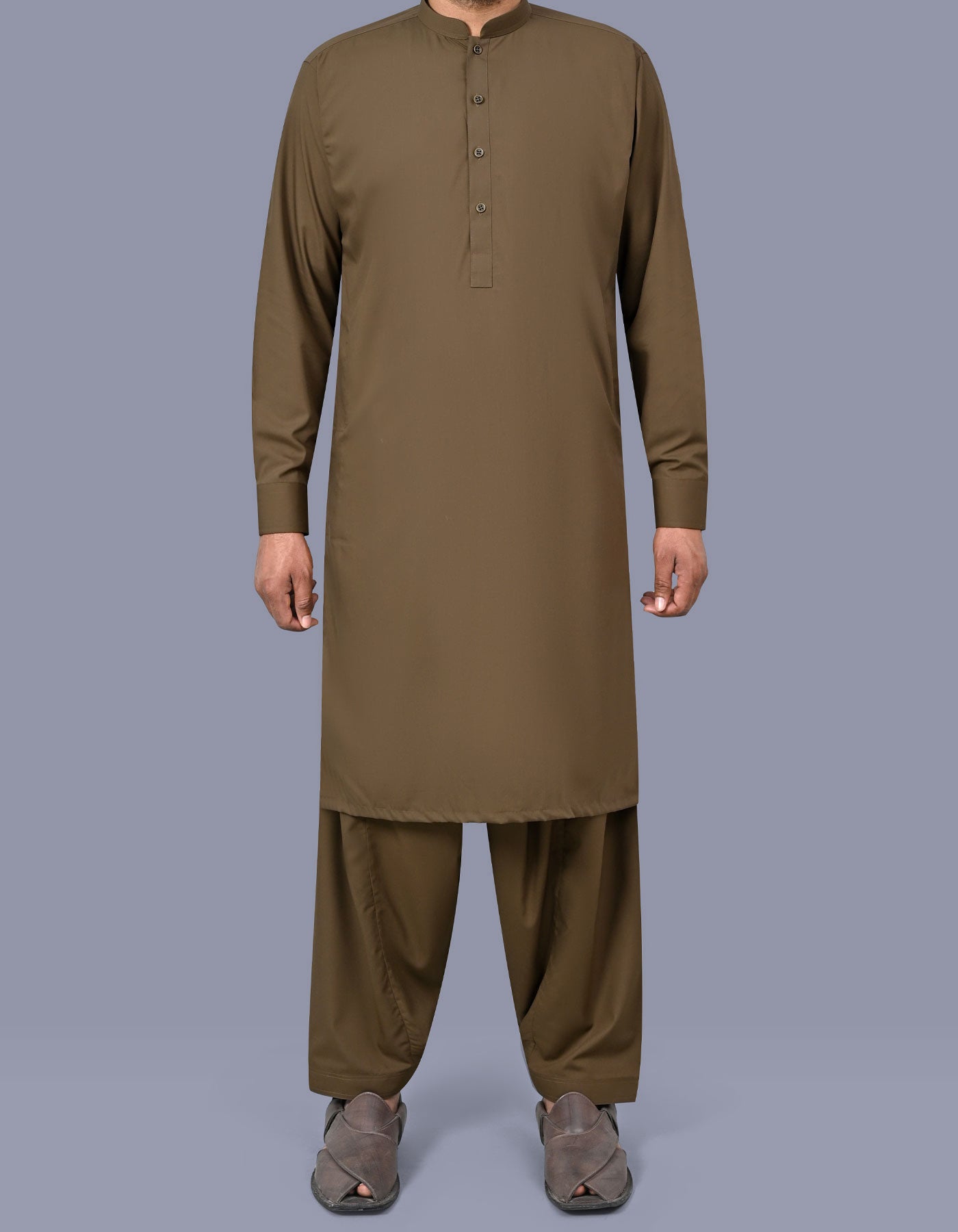 L Olive Plain Kameez Shalwar KS2694S-XS