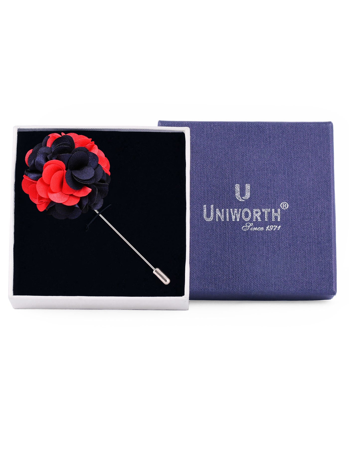 Red/Navy Floral Stick Coat Lapel Pin