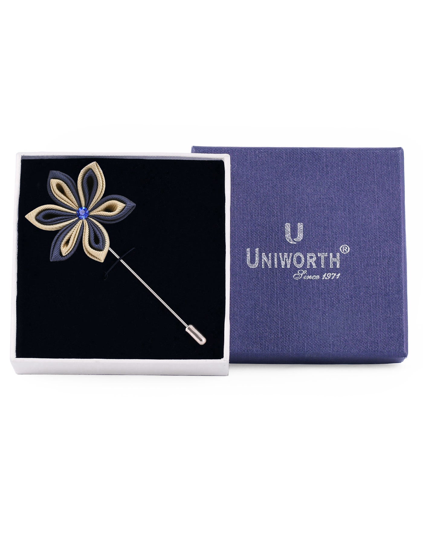 Navy/Olive Floral Stick Coat Lapel Pin
