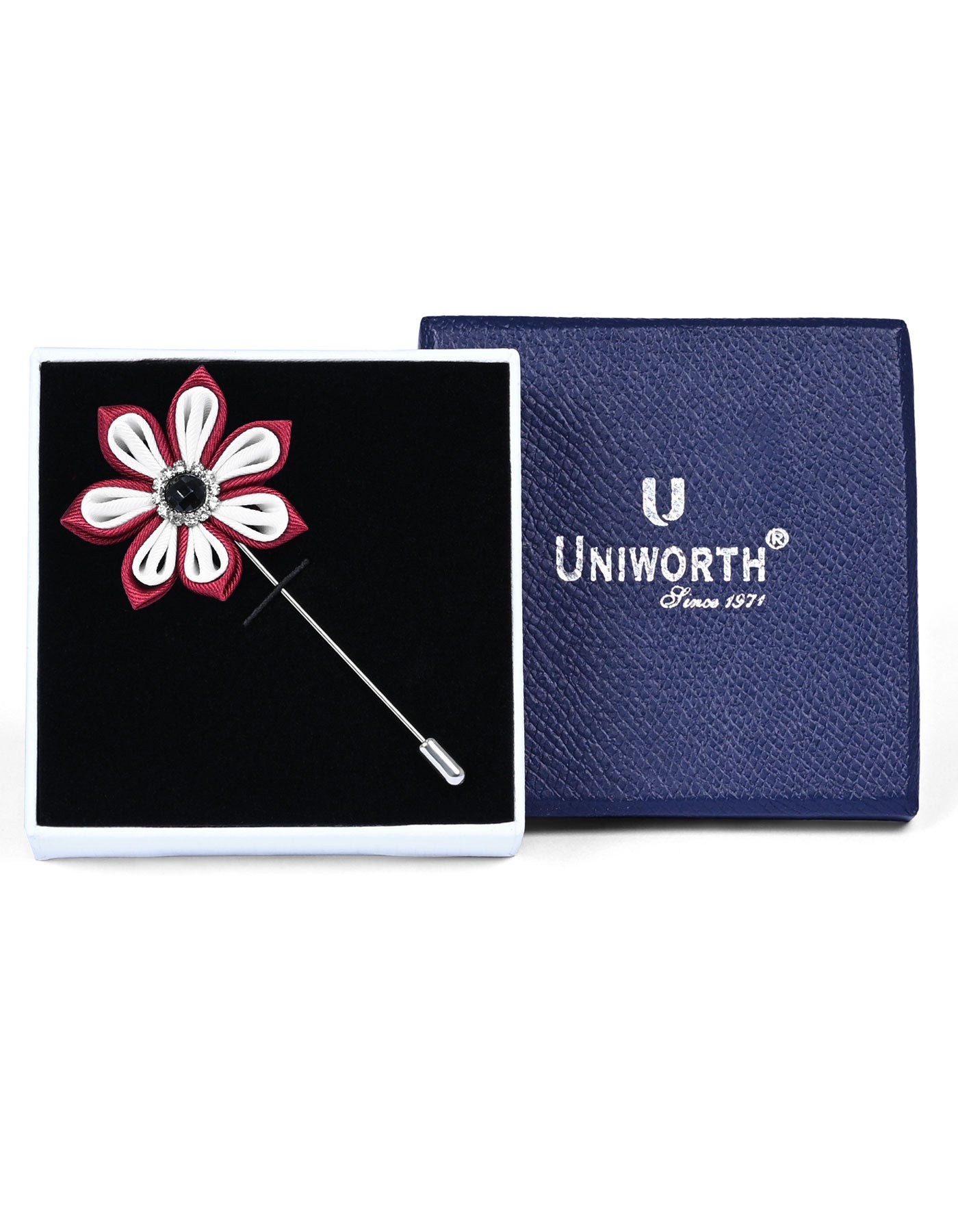Maroon Floral Coat Lapel Pin