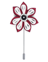 Maroon Floral Coat Lapel Pin
