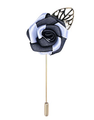 Black Floral Coat Lapel Pin