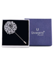 Grey Floral Coat Lapel Pin