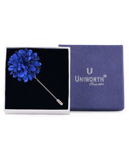 Navy Floral Coat Lapel Pin