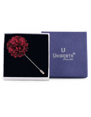 Maroon Floral Coat Lapel Pin