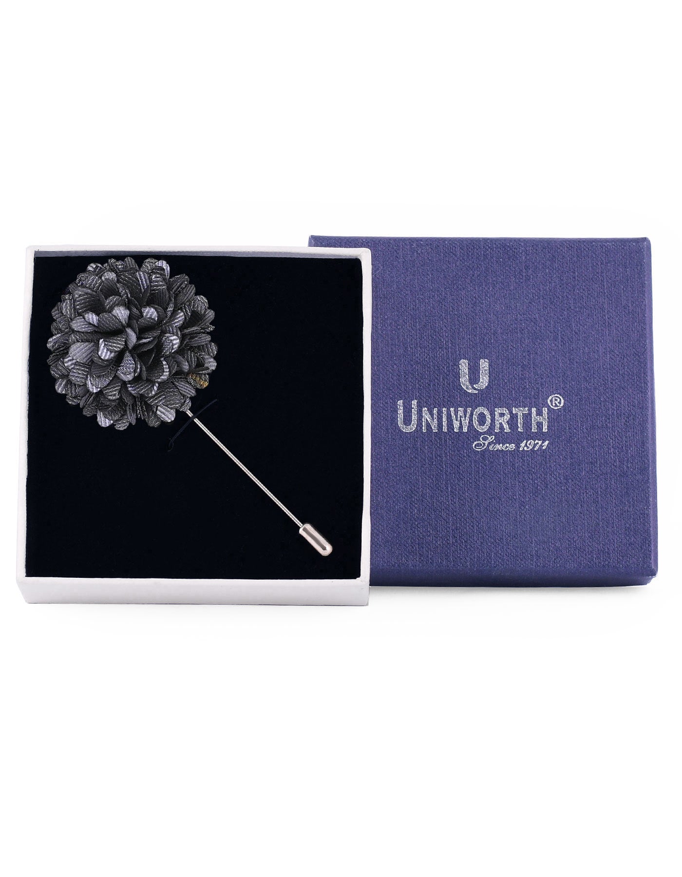 Charcoal Floral Coat Lapel Pin