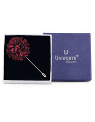 Maroon Floral Coat Lapel Pin