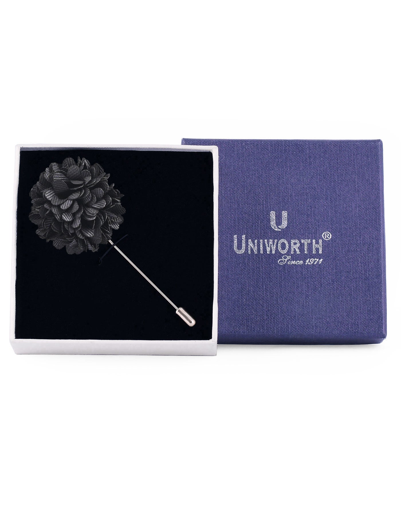 Charcoal Floral Coat Lapel Pin