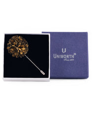 Golden Floral Coat Lapel Pin