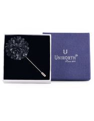 Charcoal Floral Coat Lapel Pin