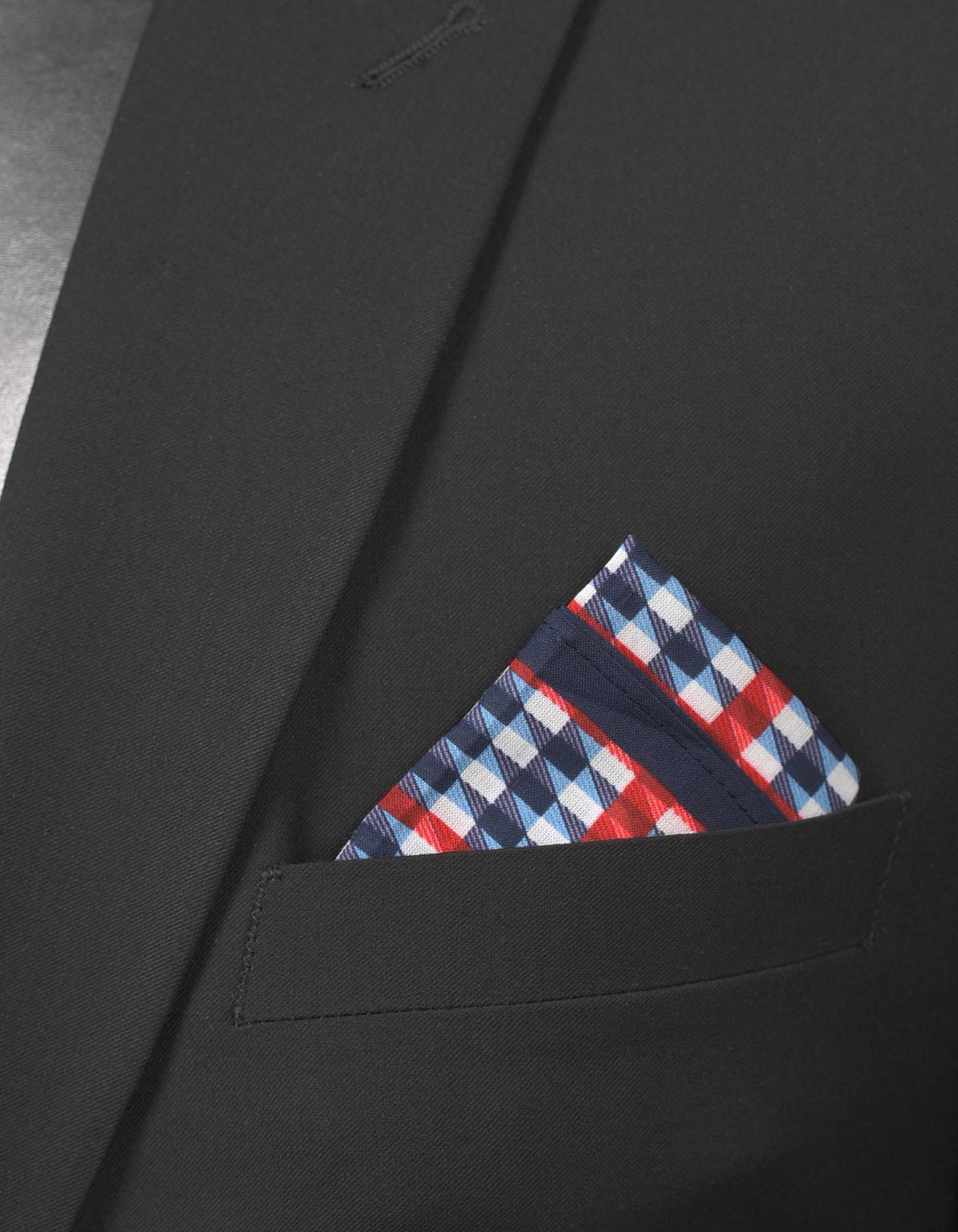 100% Polyester Red/Navy Pocket Square