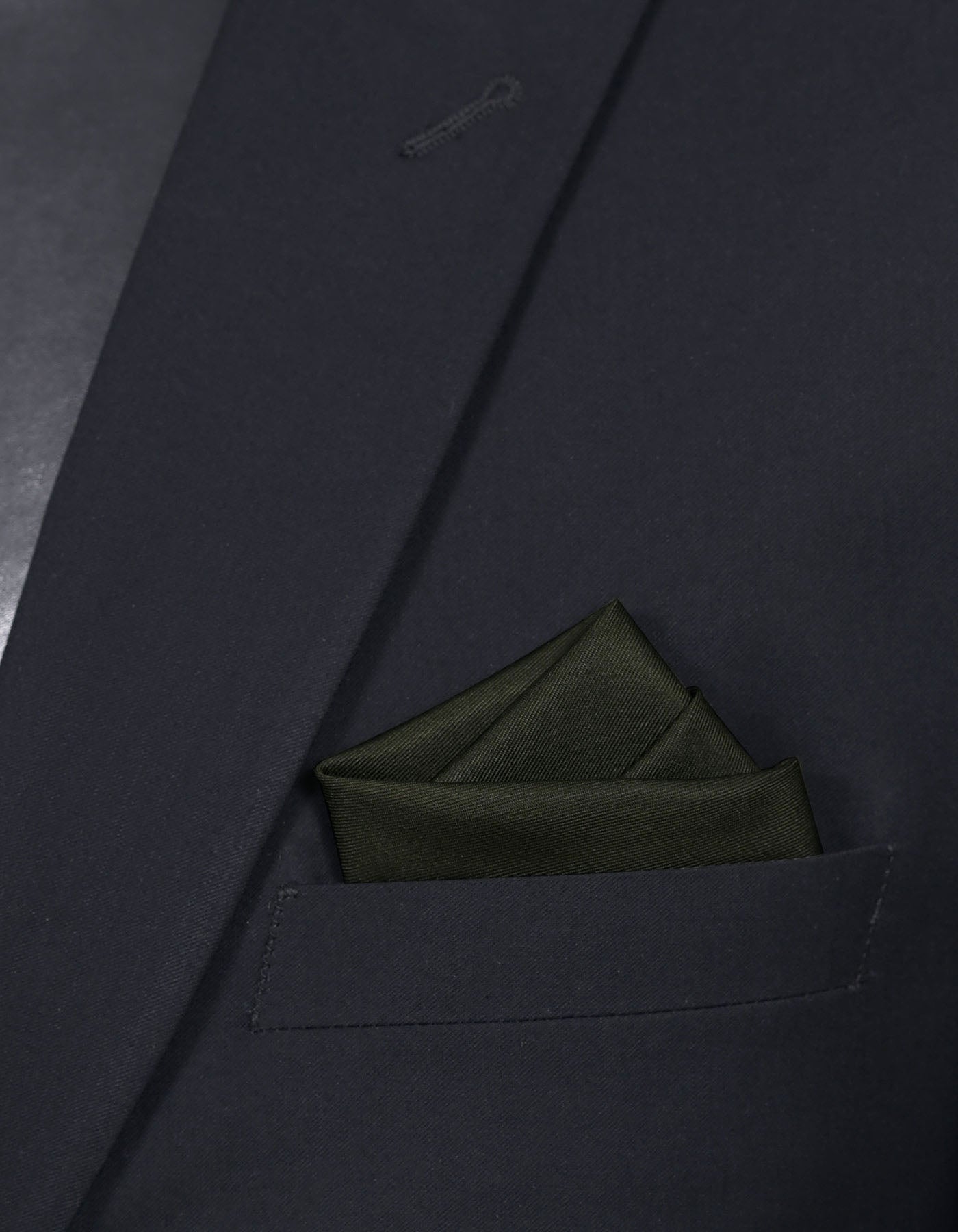 Polyester Army Green Pocket Square