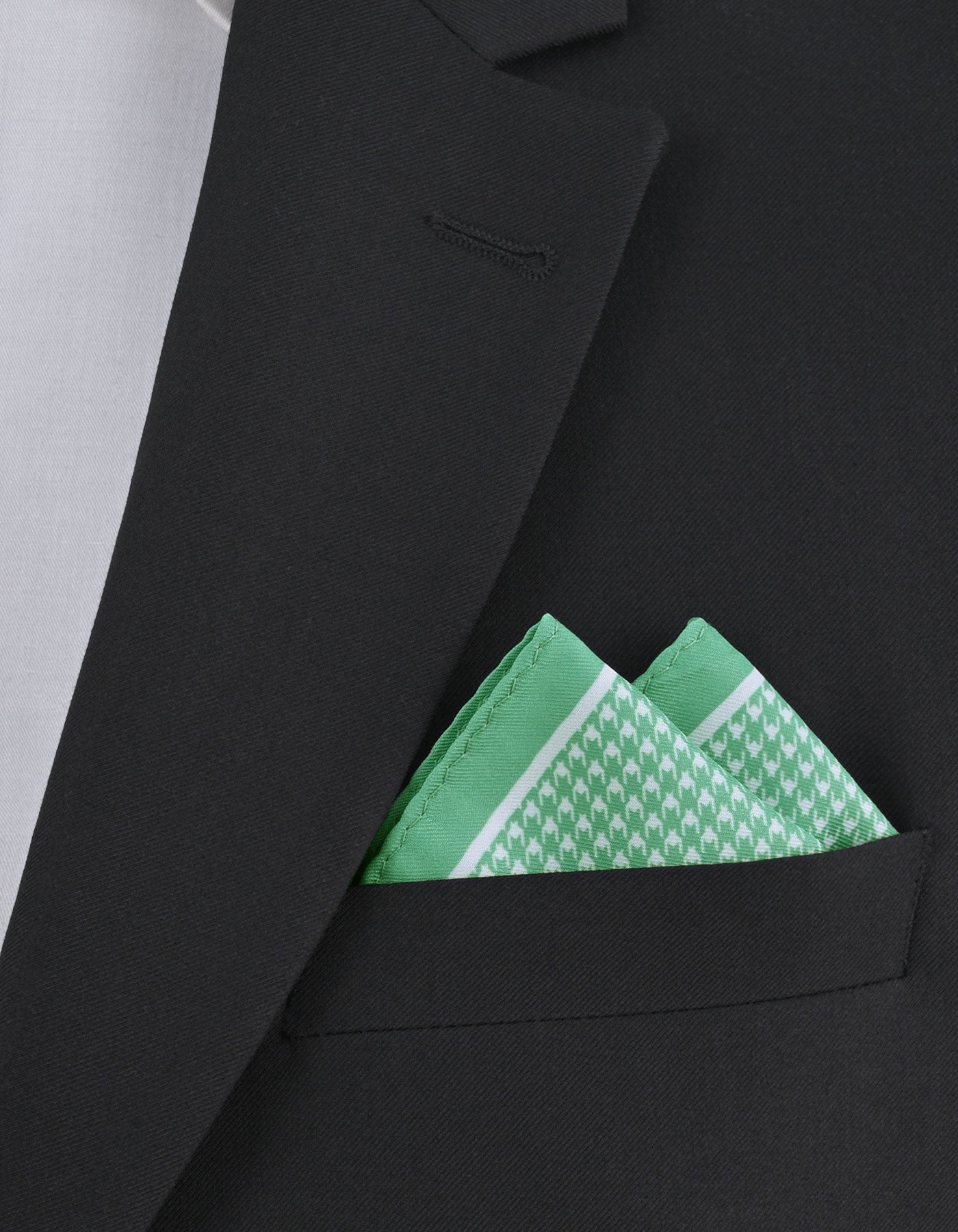 L Green 100% Polyester Pocket Square