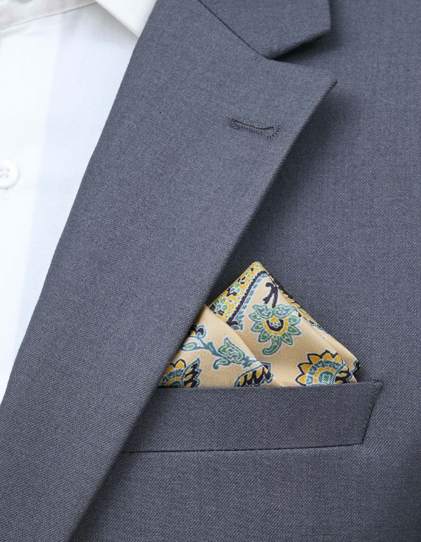 Beige 100% Silk Pocket Square