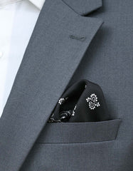 Black 100% Silk Pocket Square