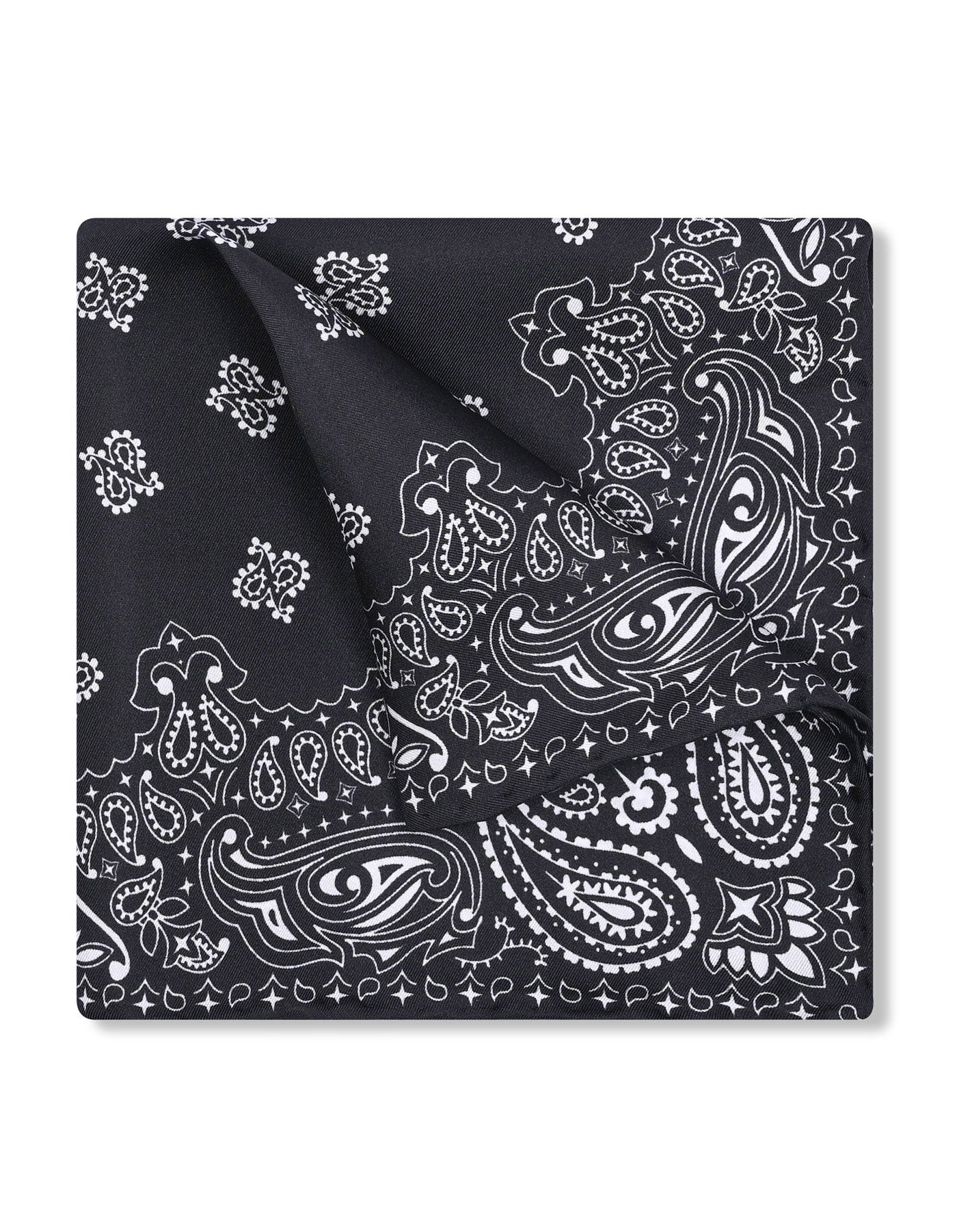 Black 100% Silk Pocket Square