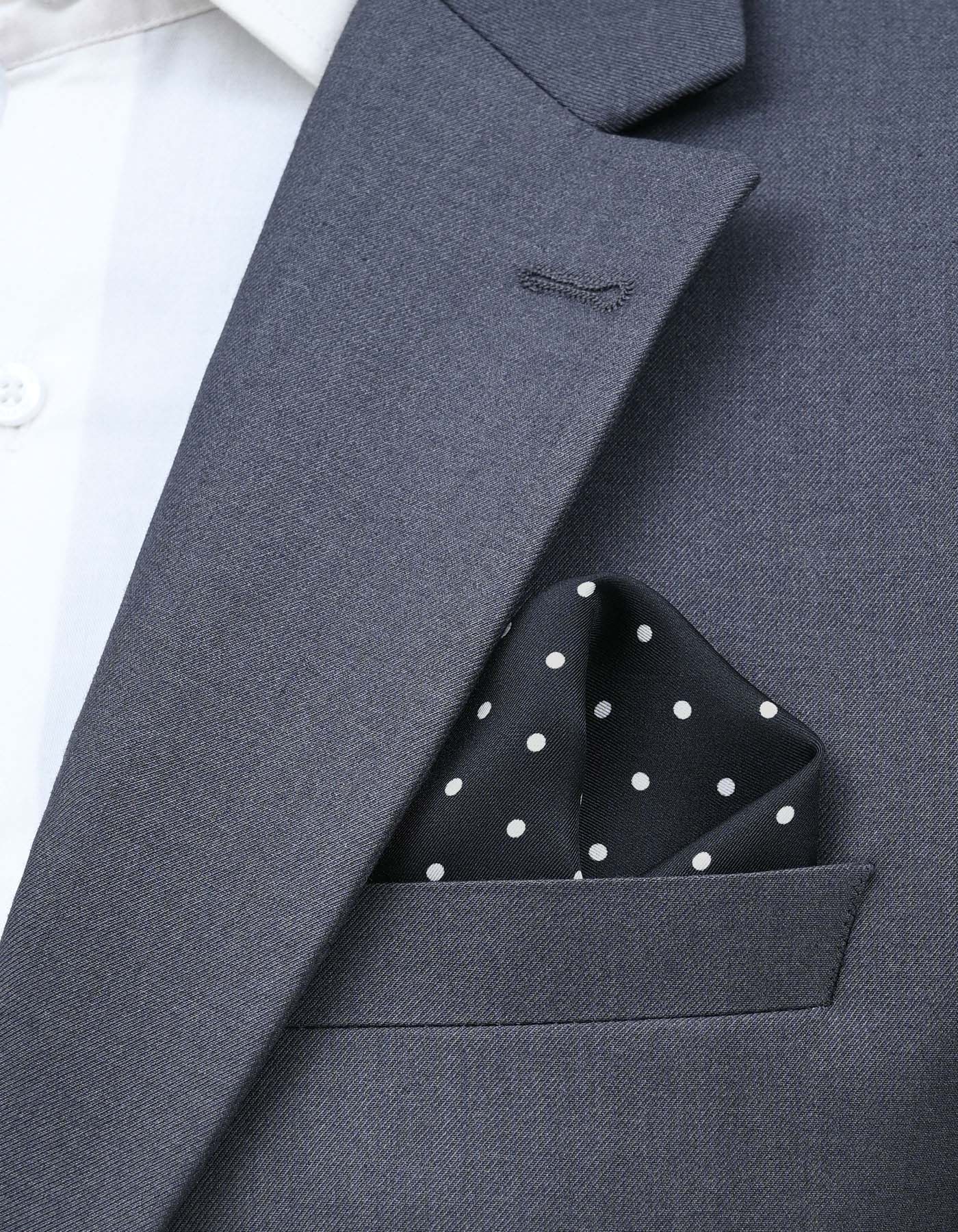 Black Dotted Pocket Square