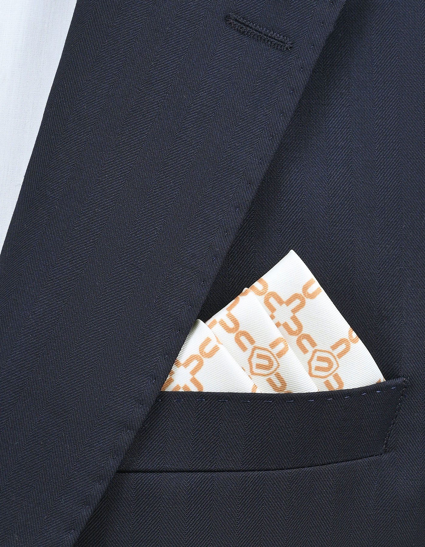 Beige Geometric Pocket Square