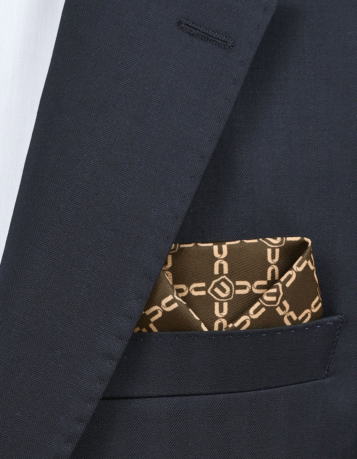 D Brown Geometric Pocket Square