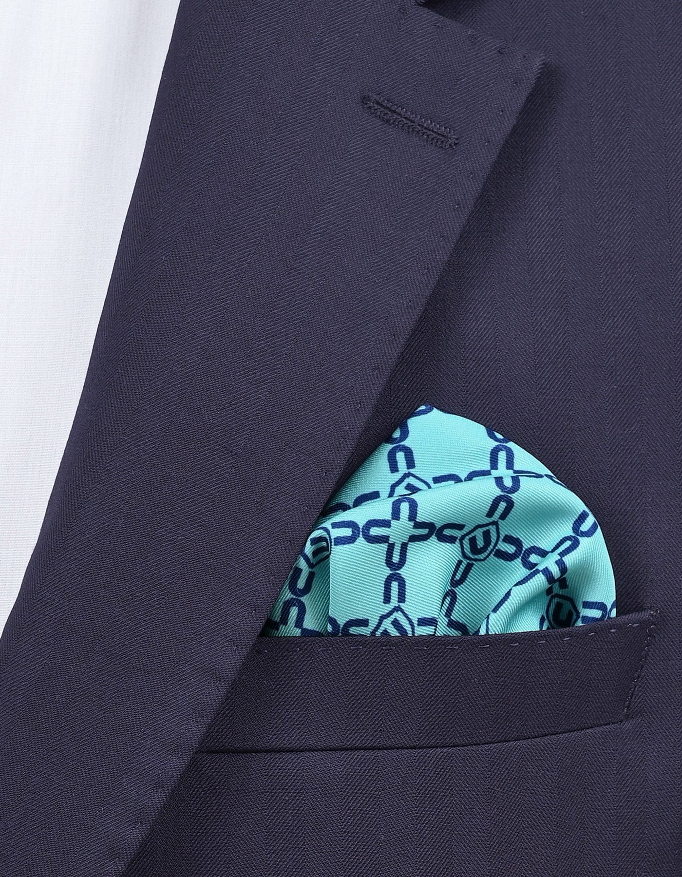 C Green Geometric Pocket Square