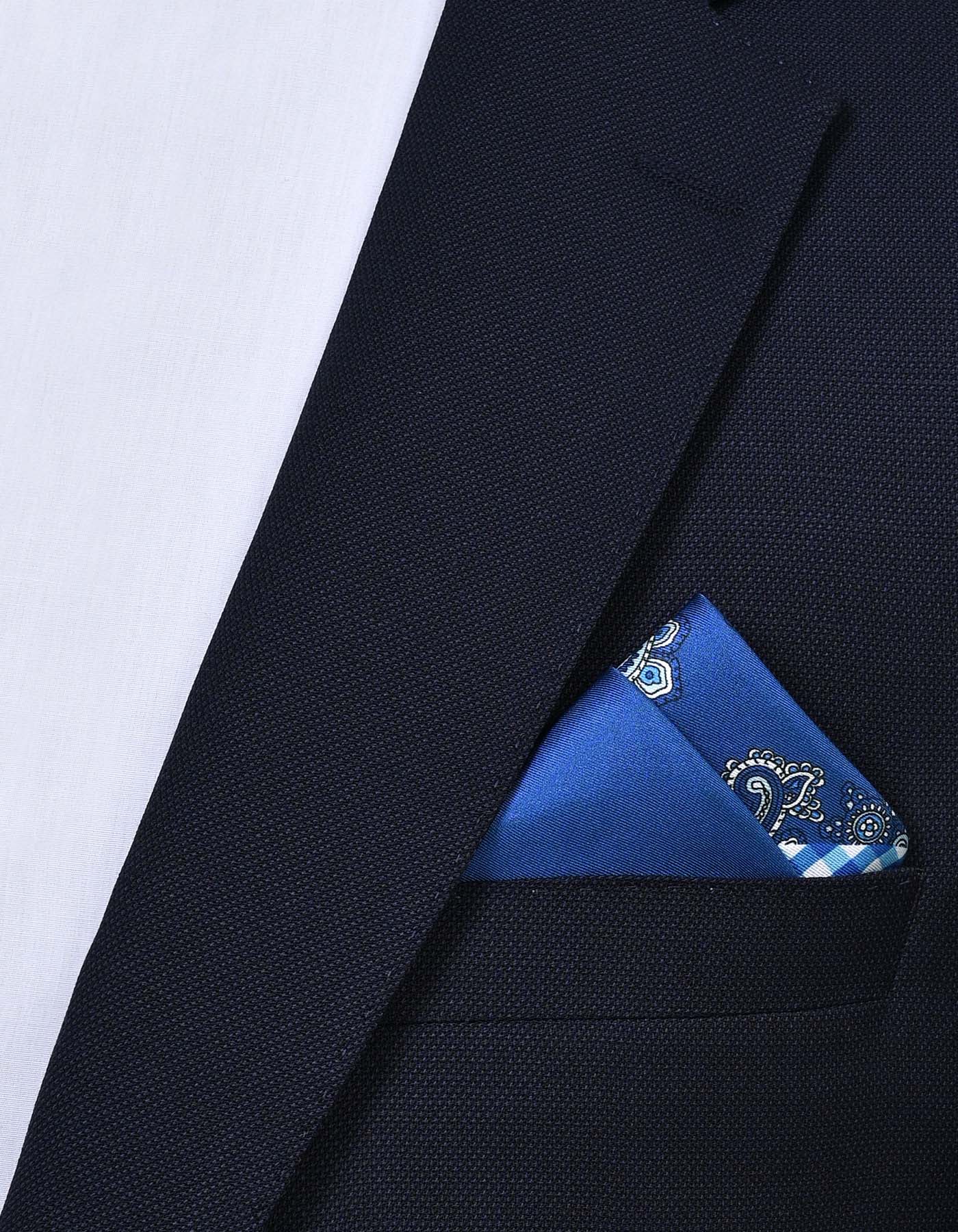 Blue Geometric Pocket Square