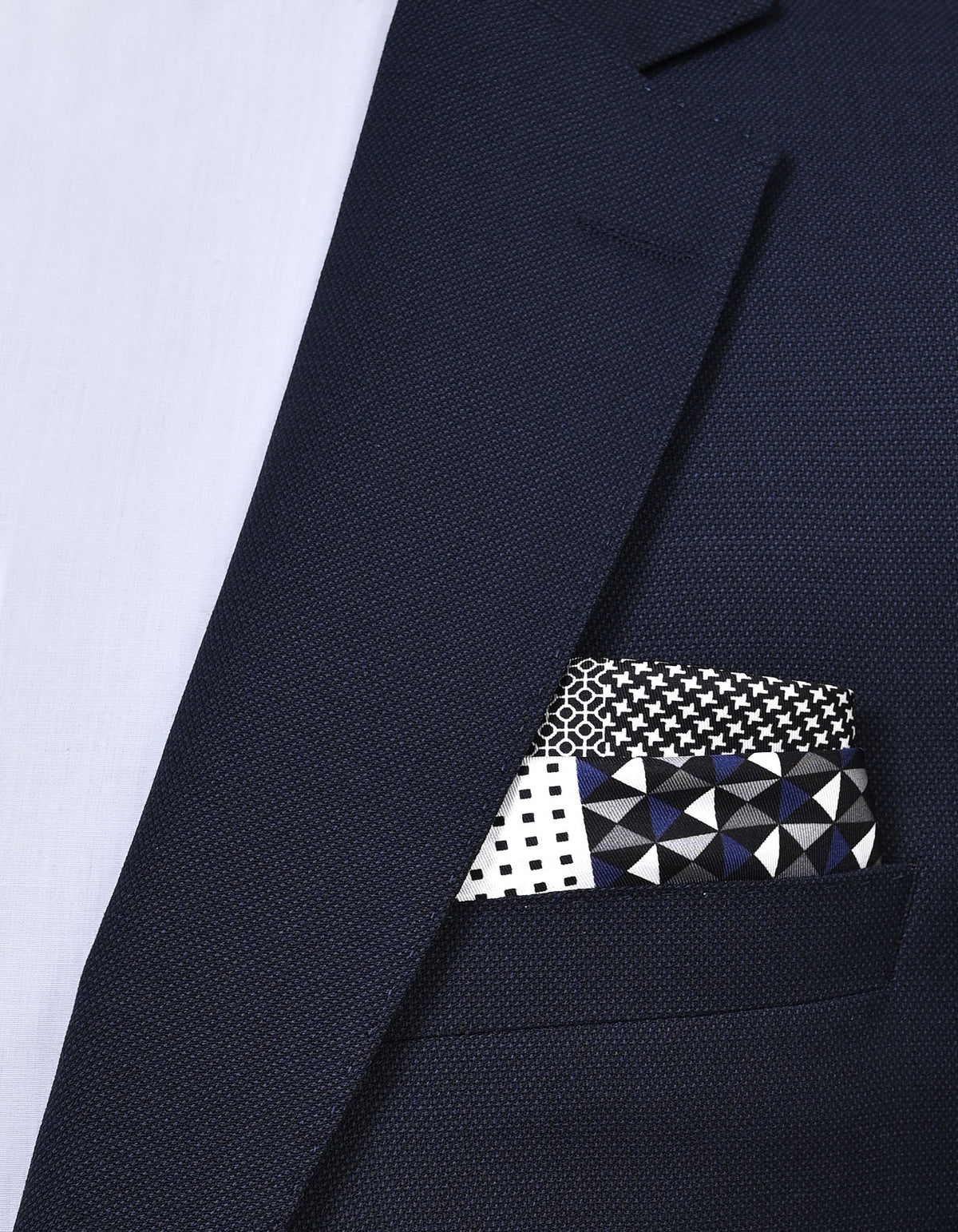 Grey Geometric Pocket Square
