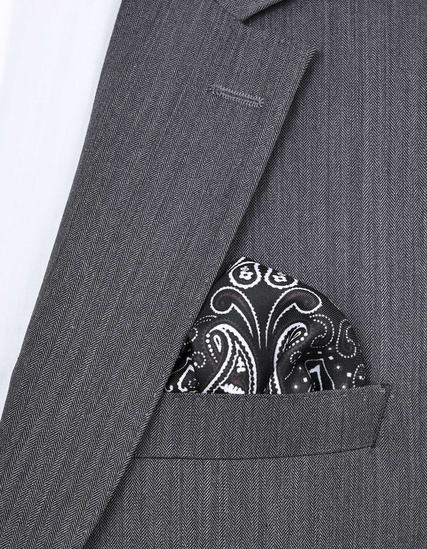 Black Geometric Pocket Square
