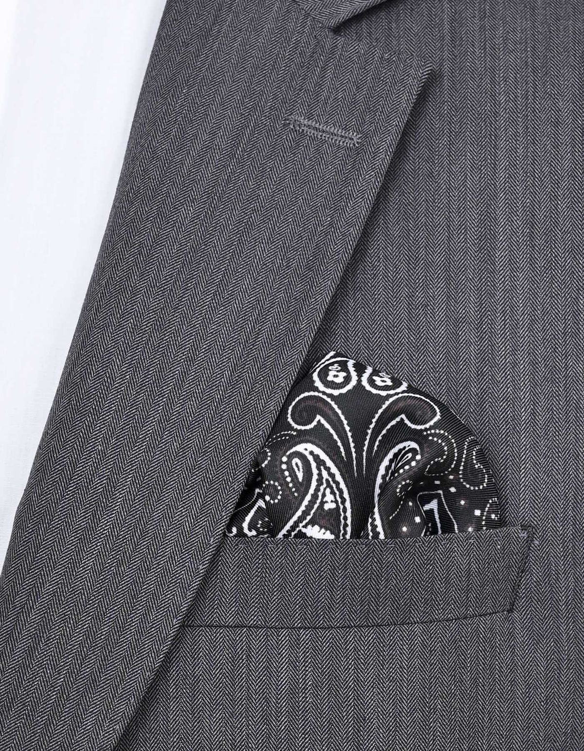 Black Geometric Pocket Square