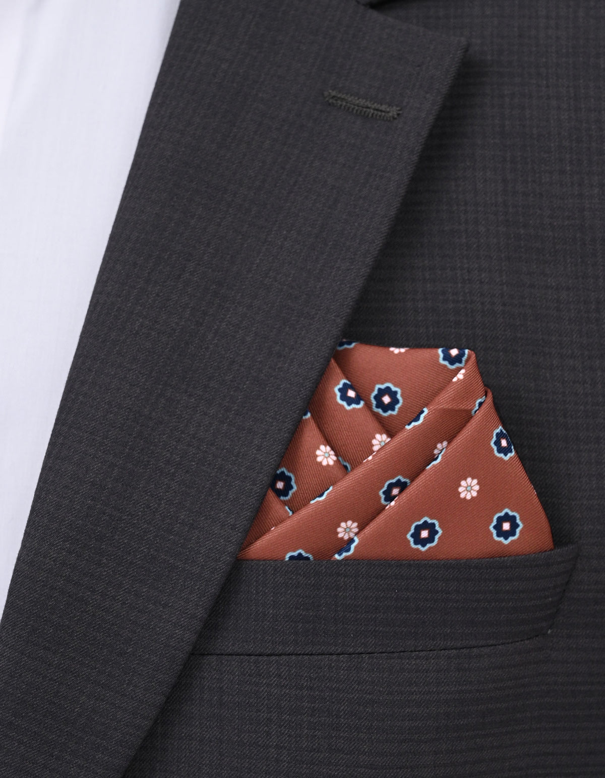 Brown Floral Pocket Square