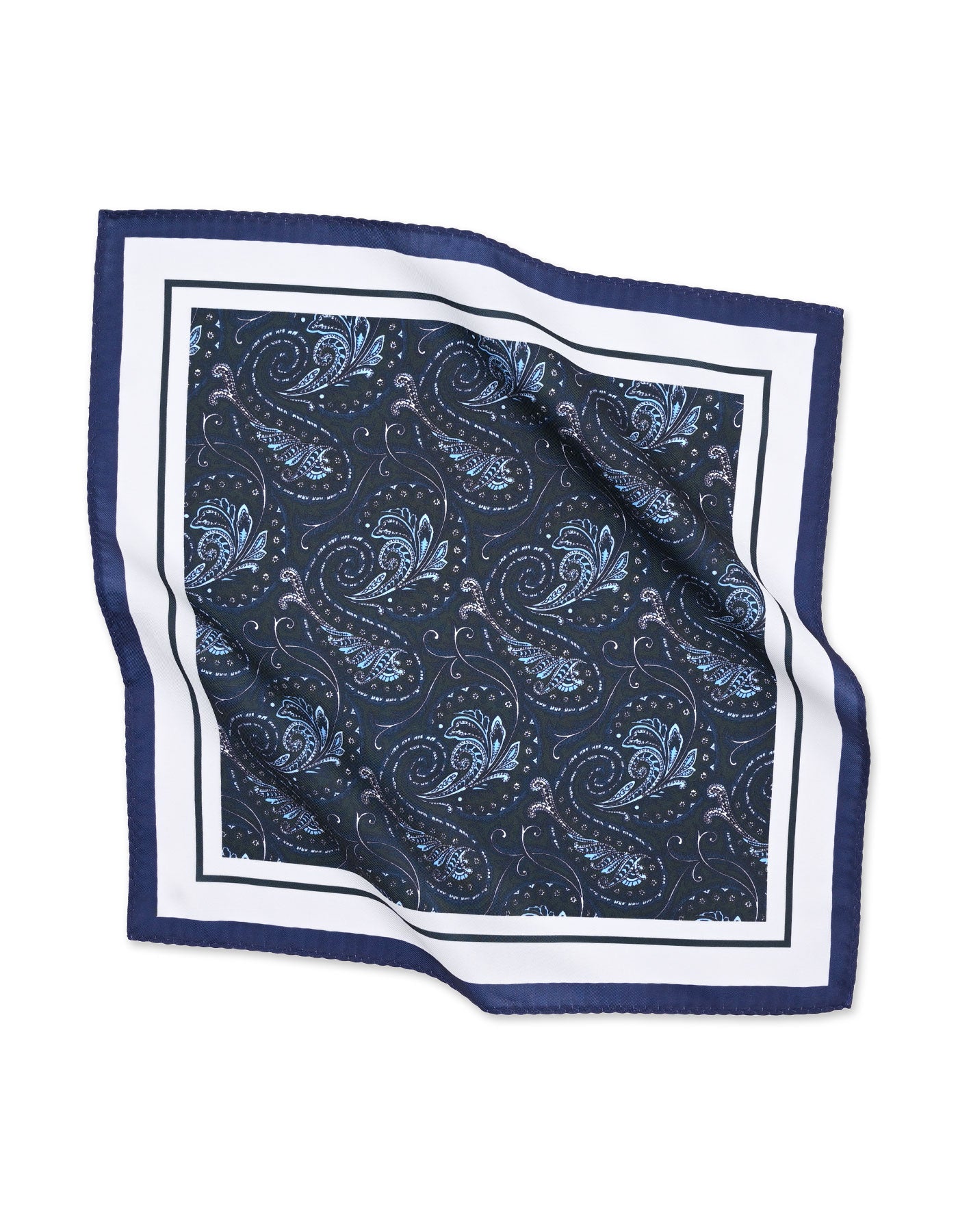 Navy Paisley Pocket Square