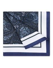 Navy Paisley Pocket Square